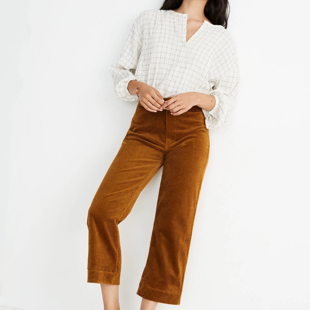Madewell Slim Emmett Wide Leg Crop Pants Corduroy Edition